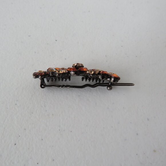 Women’s Floral Design Topaz Light Yellow Crystals Rhinestones Hair Clip - Picture 4 of 6